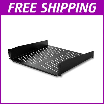 Heavy-Duty 2U 16'' Vented Rack Shelf for 19'' Server Equipment - 50lbs Capacity - Image 1 of 4