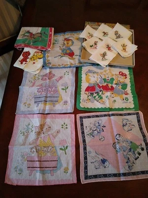 Lot  Of 14 Vintage  Children's  Hankies  Days Of The Week + - Image 1 of 4