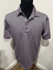 Dunning Golf Polo Shirt Mens M Black Purple Striped C.C Logo Casual Performance - Picture 1 of 5