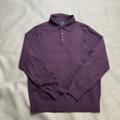 Suéter Polo J Crew Para Hombre M Púrpura Mezcla Lana Merino Preppy Iglesia Escuela Foto 1 de 4