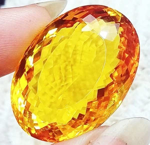 65.10 Ct Loose Gemstone Oval Shape Certified Yellow Topaz - Picture 1 of 6