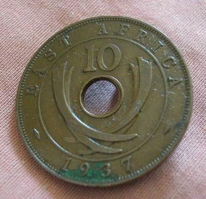EAST AFRICA-10 CENTS BRONZE 1937 KM # 26.1 - Picture 1 of 2