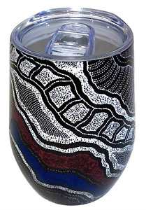 Utopia Aboriginal Art Stainless Steel Wine Tumbler (350ml) - My Country