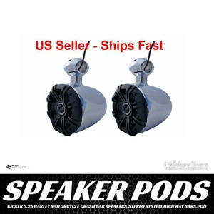 Kicker 5.25 Harley Motorcycle Crash Bar Speakers,Stereo System,Highway Bars,Pod - Picture 1 of 5