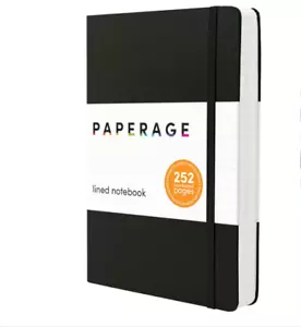 PAPERAGE Lined Journal Notebook, (Black), 160 Pages, Medium 5.7 Inches X 8 Inche - Picture 1 of 4