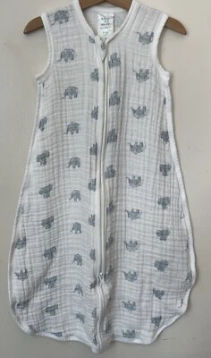 Aden & Anais Elephant Sleepsack Lightweight 100% Cotton Muslin 0-6 Months - Image 1 of 4