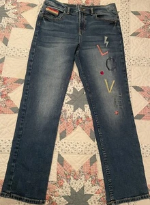 GAP Denim Girls Stretch Jeans Embroidered "LOVE" Size 18 - Picture 1 of 9