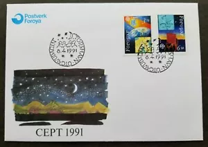 [SJ] Faroe Islands EUROPA CEPT Aerospace 1991 Space Astronomy Satellite Ship FDC - Picture 1 of 5