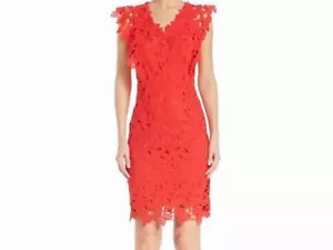 NEW Elie TAHARI Morgan Red Macrame Lace Overlay Shift Party Dress 10 Orig.$448 - Picture 1 of 4