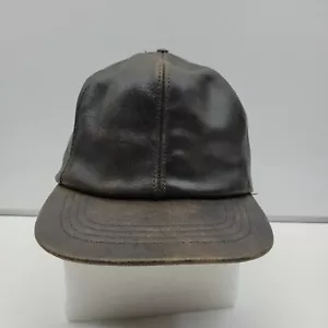 Vtg Cabela's Sidney Genuine Leather USA Made Strapback Hunting Cap Hat - Picture 1 of 9