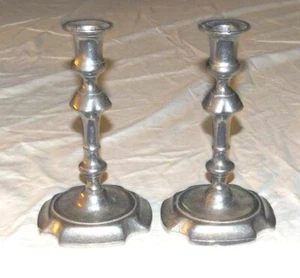 Wilton Columbia Two 6.3/4 inch Pewter Aluminium Candlesticks - Picture 1 of 3