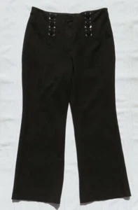 WHITE HOUSE BLACK MARKET Stretch Ponte Knit Grommets Lace Up Flare Pants US M 12 - Picture 1 of 5