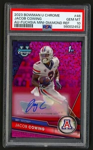 PSA 10 JACOB COWING 126/150 RC AUTO FUCHSIA MINI-DIAMOND 2023 BOWMAN U CHROME - Picture 1 of 2