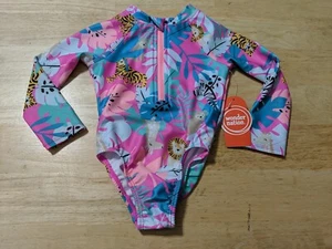 New Girls Size 12 Months Long Sleeve Swimsuit By Wonder Nation - Picture 1 of 3