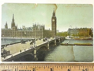 Postcard London England Big Ben Bridge Horse Carriages Street View Litho - Picture 1 of 10