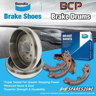 Rear BCP Brake Drums + Bendix Brake Shoes for Ford Laser KQ 1.6L 04/2001-09/2002 - image 1 of 2