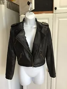 Pre-Owned Women’s forever twenty one faux Leather Jacket Size S/P Black Zippers - Picture 1 of 11
