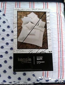 Kensie rot weiß blau Muscheln Streifen wendbar Full/Queen Quilt + Shams Set - Bild 1 von 5
