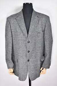 Harris Tweed Wool Leather Button Men's Blazer Jacket Gray size 56 - Picture 1 of 9