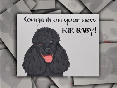 Congrats on New Fur Baby Poodle Black Puppy Dog Card with Envelope - Image 1 of 4