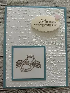 Juego de 4 tazas de café con leche color agua en relieve croissant estampación para tarjetas - Imagen 1 de 3