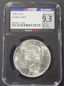 1922-D $1 Peace Dollar NGC Vaultbox Mint State 9.3 - Funbox 2024 (G890) - Picture 1 of 4