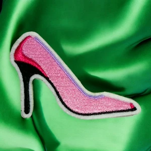 Iron On Patch Pink High Heel Pump Cartoon Clothing Decal Embroidery - Picture 1 of 2