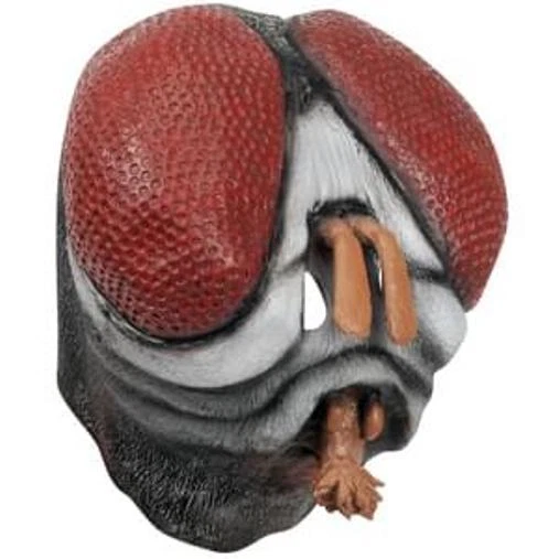 ADULT LATEX FLY BUGS INSECT BIG EYES COSTUME MASK ALIEN MONSTER RED BLACK ANIMAL - Image 1 of 1