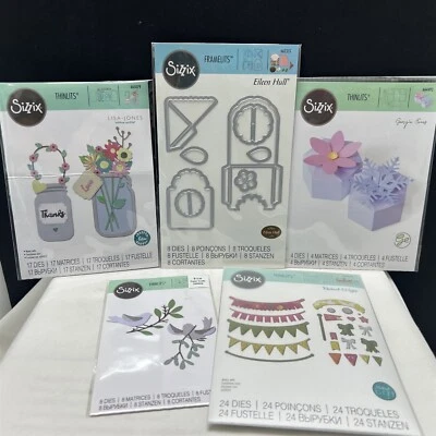 Sizzix Thinlits Lesezeichen Tasche Sechseck Box Glas Blumen Banner Stanzen Menge 5 - Bild 1 von 4