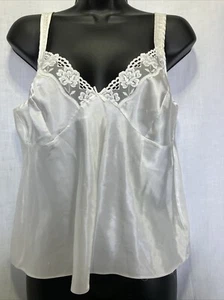 Vintage Camisole Medium Pale Cream Silky Satin-feel - Picture 1 of 10