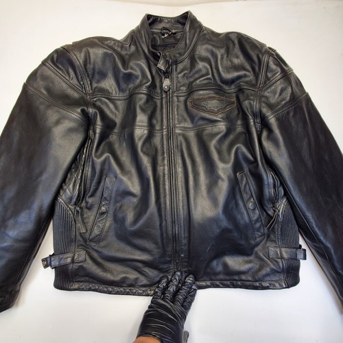 UNDERCOVER Harley Davidson 3XL Giacca da equitazione in pelle nera resistente da competizione corazzata