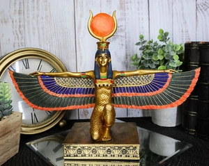 Estatua de la diosa egipcia Ebros arrodillada Isis con alas abiertas 12,75" de largo - Imagen 1 de 8