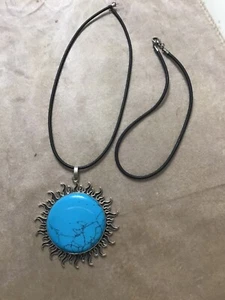 Wunderschöne Kette Silber mit Anhänger Sonne mit Türkis - Bild 1 von 2