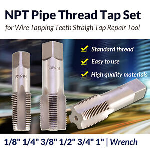 HSS Taper BSP Pipe Thread Tap Set for Wire Tapping Teeth Straigh Tap Repair Tool