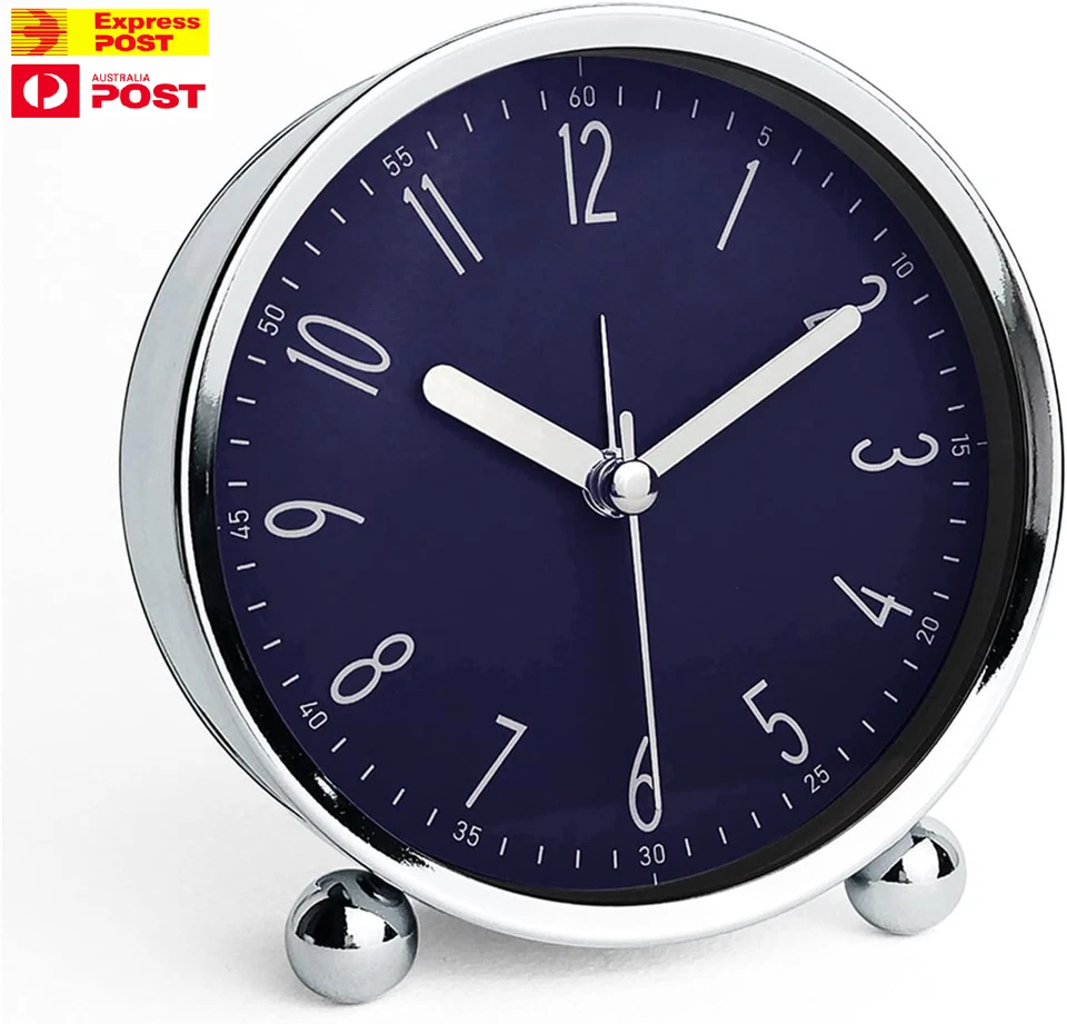 Analog Alarm Clock 4 Inch Round Non Ticking Battery Operated Silent Snooze Clock - image 1 of 4