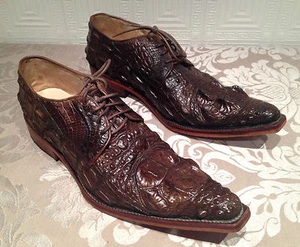 GENUINE CROCODILE SKIN MENS SHOES LEATHER ALLIGATOR 100% (handmade shoes) - Picture 1 of 12