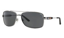 New BURBERRY Check Ruthenium Grey Metal Frame Sunglasses BE 3074 100387