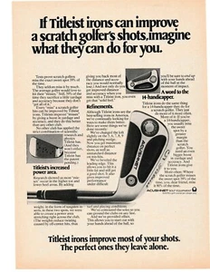 1975 VINTAGE PRINT AD - TITLEIST - TITLEIST IRONS ACUSHNET IMPROVE YOUR SHOTS - Picture 1 of 1