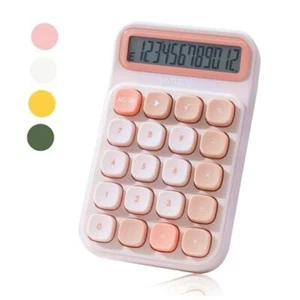 Desk Calculator with Mechanical Buttons, 12 Digit Large LCD Display, Big Pink - Picture 1 of 7