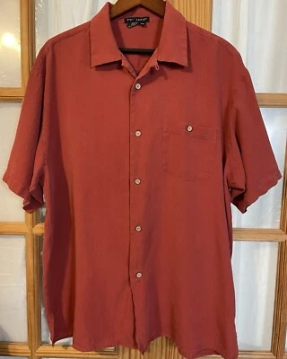 Tulliano Waffle Knit Silk Shirt Mens 2XL Rustic Brown Button Up Beach Resort Bar - Image 1 of 4