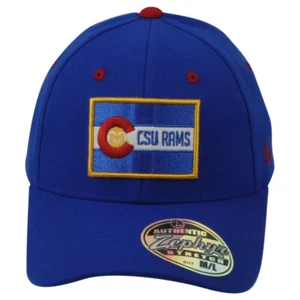 NCAA Zephyr Colorado State Rams Royal Blue Logo Flex Fit Stretch Small Hat Cap - Picture 1 of 7