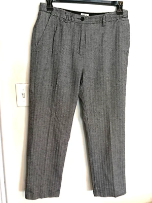LL Bean Womens Pants 10 Black White Classic Fit Striped Chino Pockets Office - Image 1 of 4