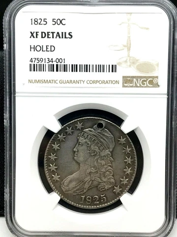 1825 Bust Half Dollar. NGC XF Details - Holed Cover