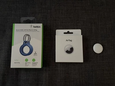 Apple AirTag Bluetooth Tracker - Silver (MX532AM/A) Belkin Holder With Key Ring - Image 1 of 4