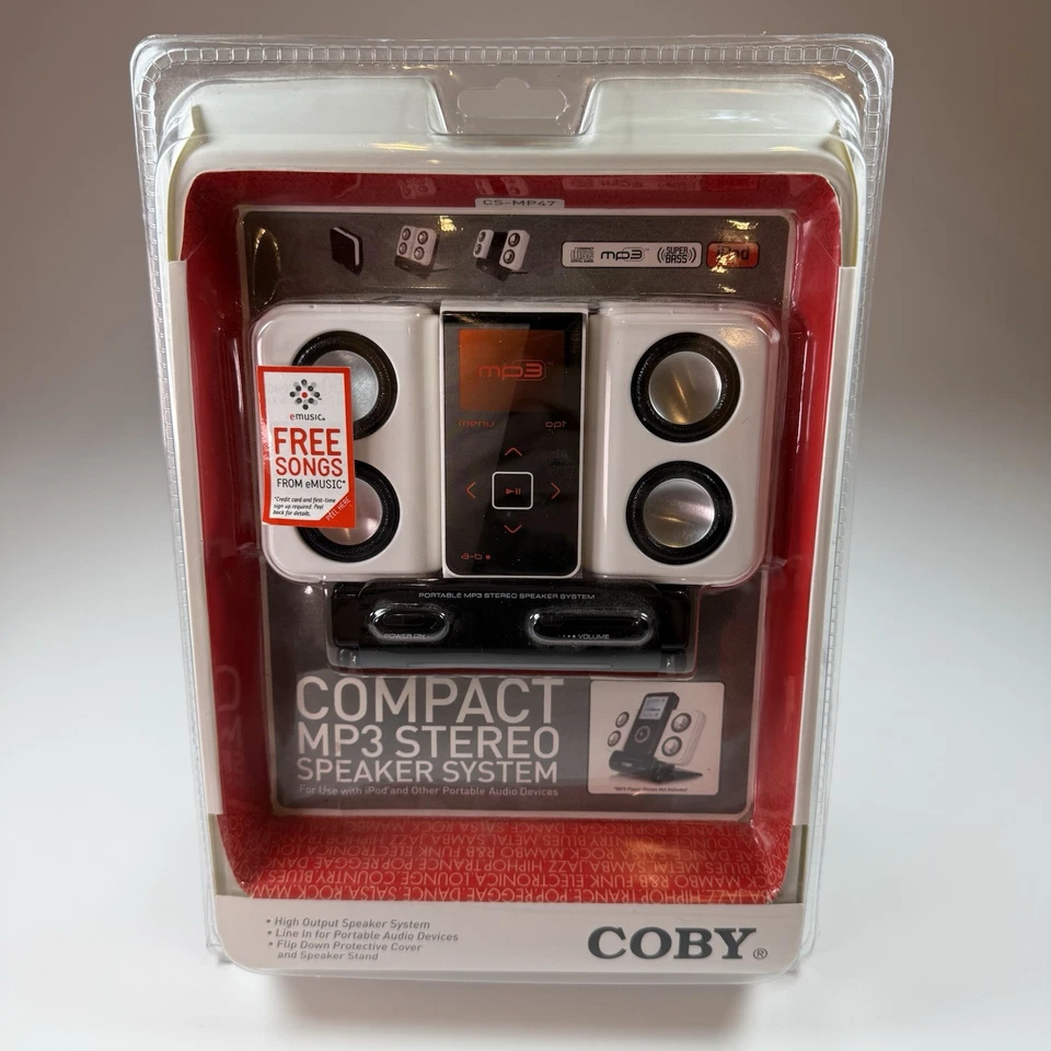 RARE 2006 Coby CS-MP47 Compact MP3 Stereo Speaker System – NEW & SEALED - Image 1 of 4