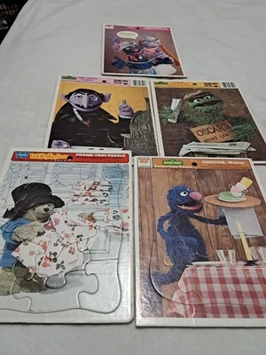 Vintage Frame Tray Puzzles Whitman Seasame Street Muppets Paddington 70s And 80s - Image 1 of 4