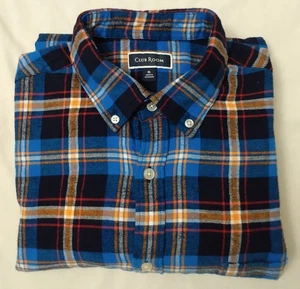 MENS CLUB ROOM FLANNEL SHIRT SIZE XL BLUE ORANGE WHITE - Picture 1 of 3
