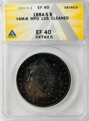 1884 S Silver Dollar ANACS XF Details Tough Date (Misplaced Date/Late Die State) - Image 1 of 4