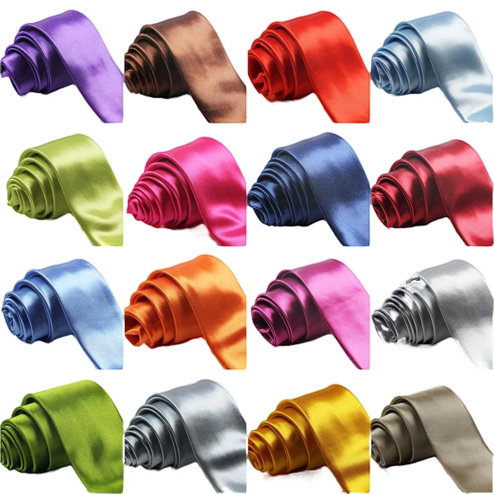 Mens Skinny Plain Neck Tie Thin Work Formal Wedding Fancy Party Necktie 2" 5cms - image 1 of 1