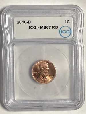 D 1C 2010 "ICG MS67 RD" - RARO, HERMOSO OBV/REV, ¡el color es perfecto, audaz!💥 ✅ Foto 1 de 4